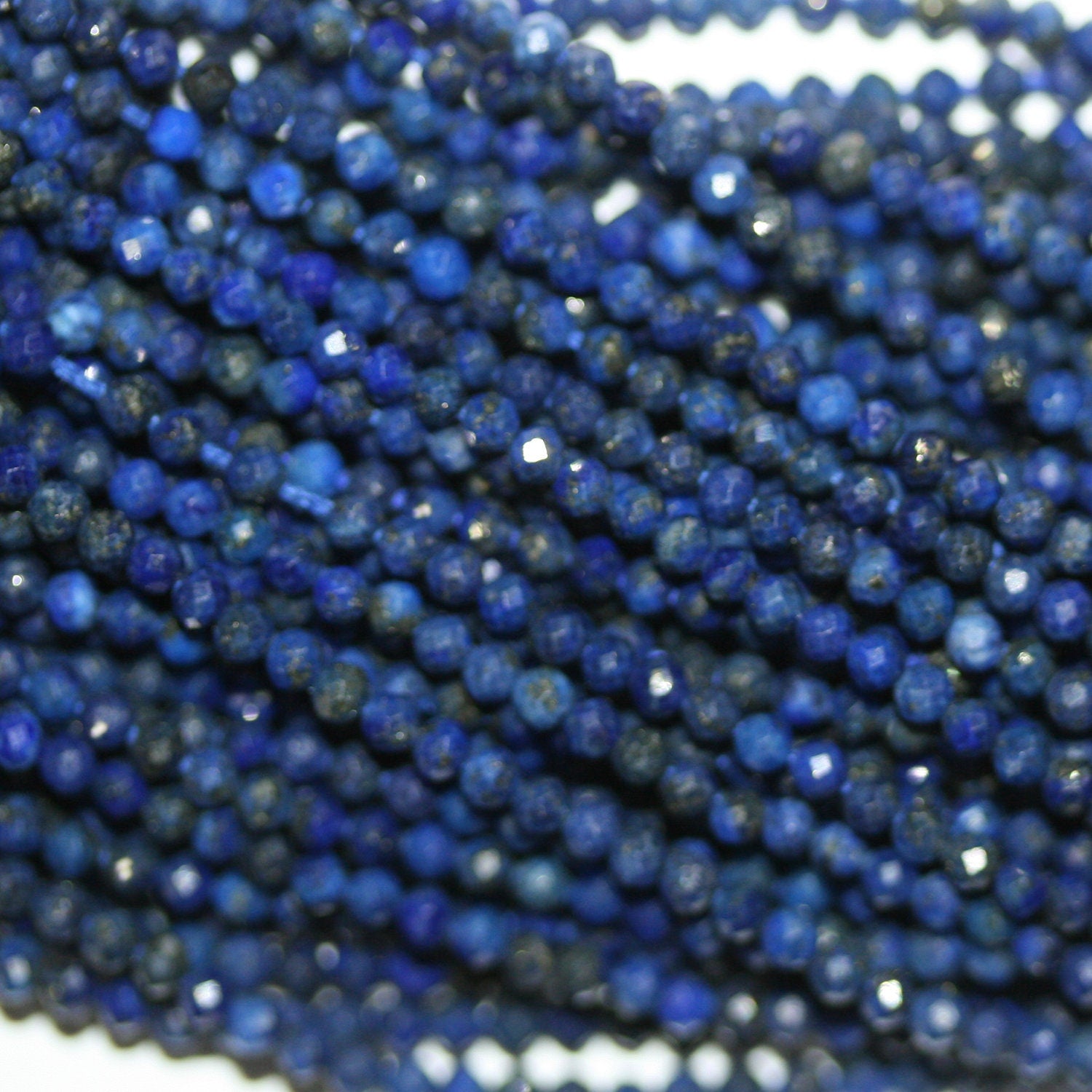 12" St Lapis Lazuli Faceted Round Beads 2mm.-Strand 32cm.