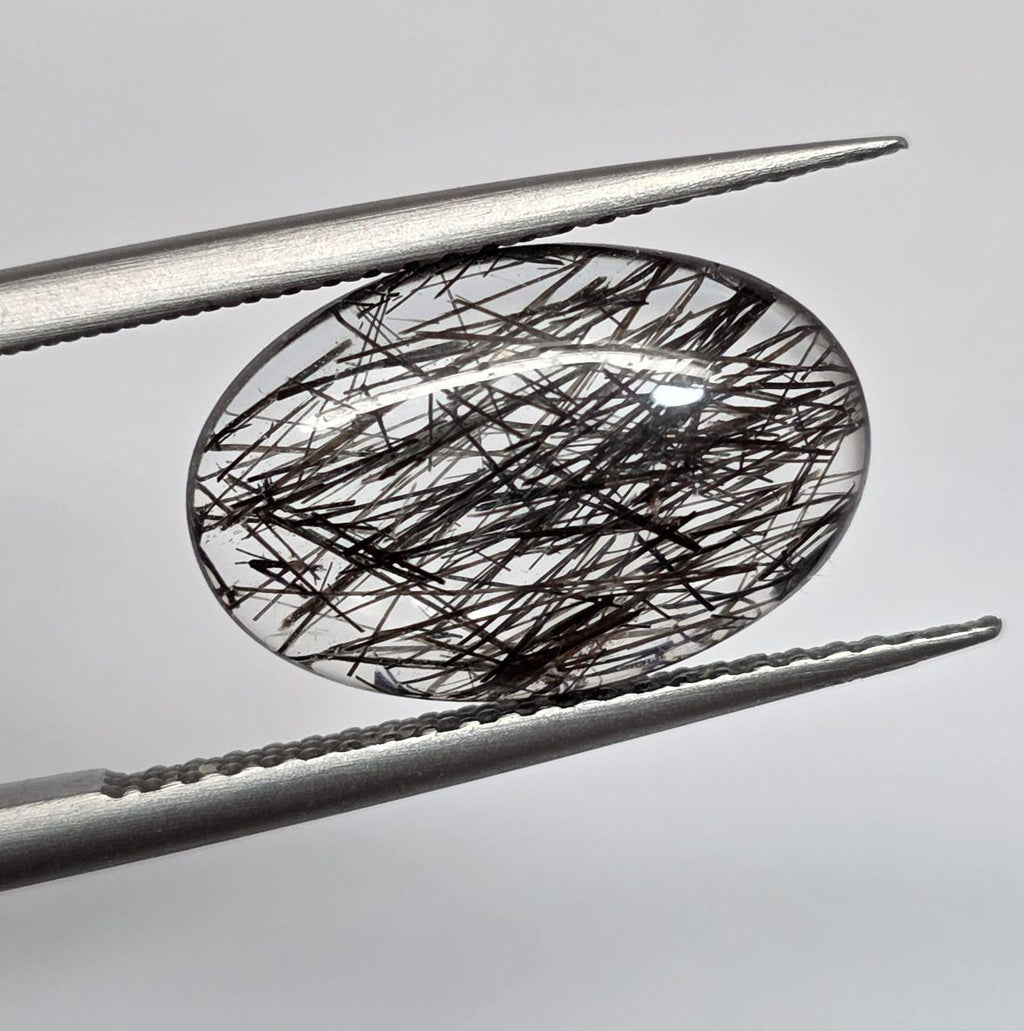 Cabochon en quartz tourmaliné de qualité supérieure AAA, 14,8 x 9,7 mm, rare et limpide, 3,95 ct