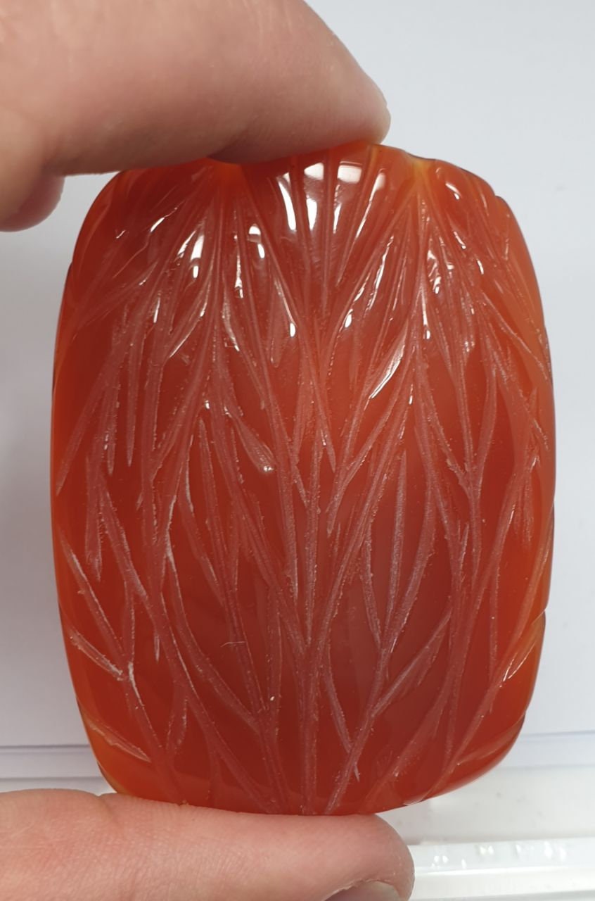 Handcrafted 202.85 ct Huge Carved In Carnelian Agate  Big Cabochon - Gemstone Carving- Unique Piece  62x45mm- One Of A kind Pendant