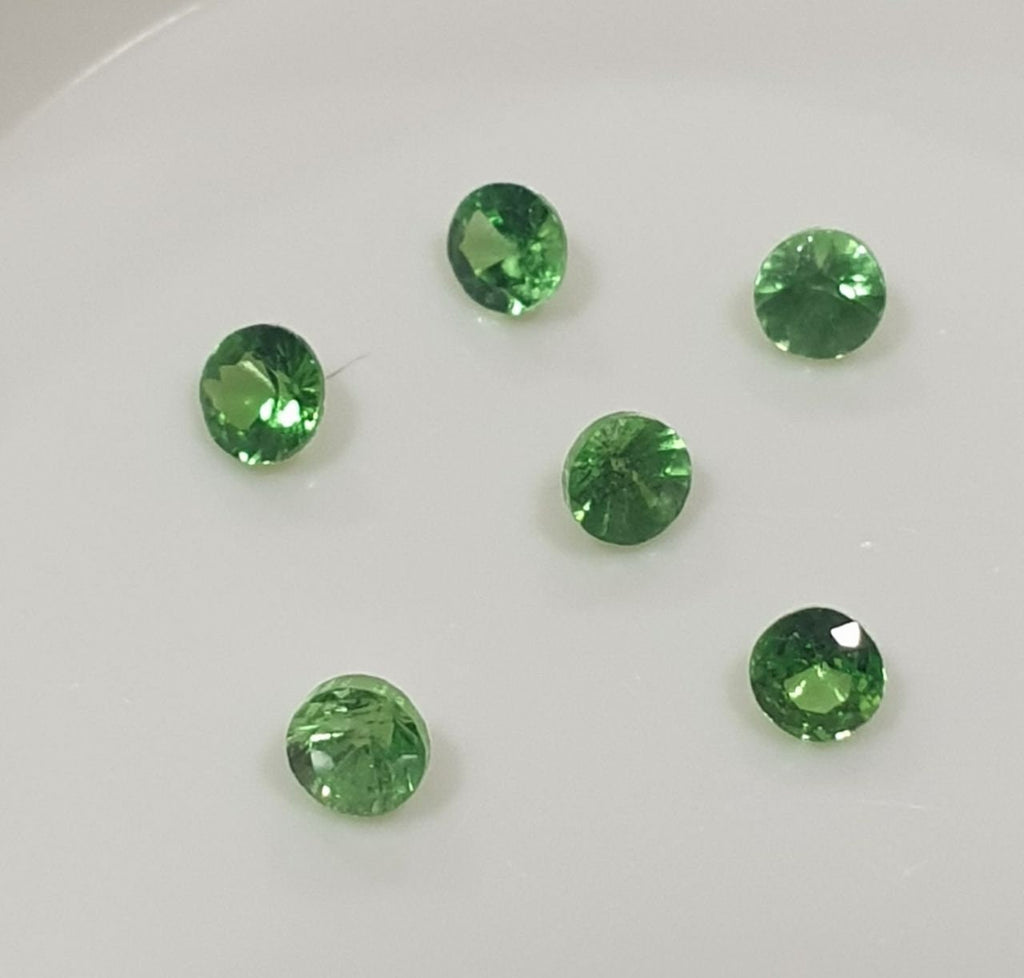 Lote de 6 granates tsavorita facetados redondos de 2 mm. - Paquetes de piedras preciosas - Piedras sueltas al por mayor