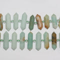 13" St Amazonite Degrade Faceted Point Beads 25x9-36x10mm.Approx.-Strand 37cm.