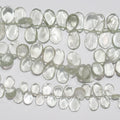 Perles en forme de goutte lisses et graduées de prasiolite de 8 pouces, 7x5-13x7 mm environ - Fil de 20 cm.