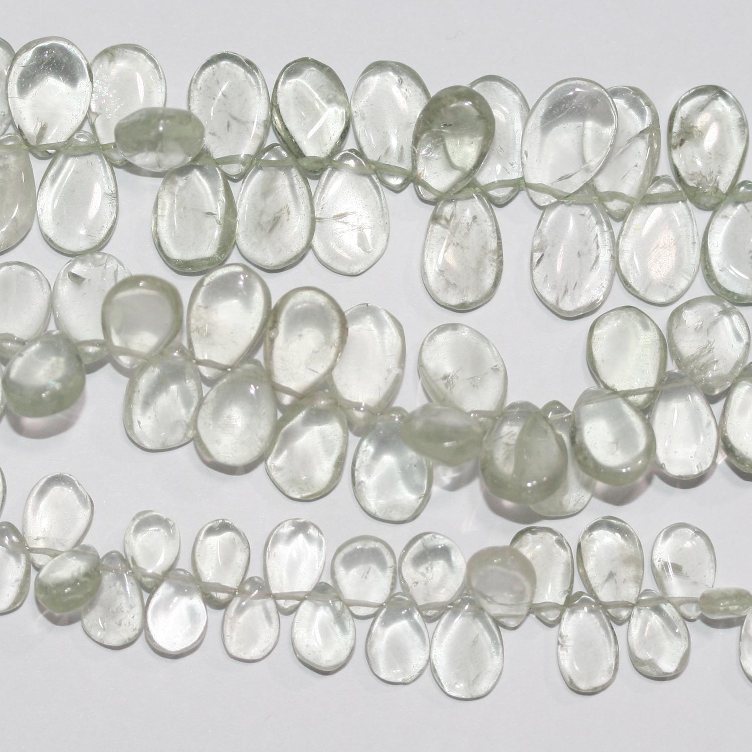 Perles en forme de goutte lisses et graduées de prasiolite de 8 pouces, 7x5-13x7 mm environ - Fil de 20 cm.