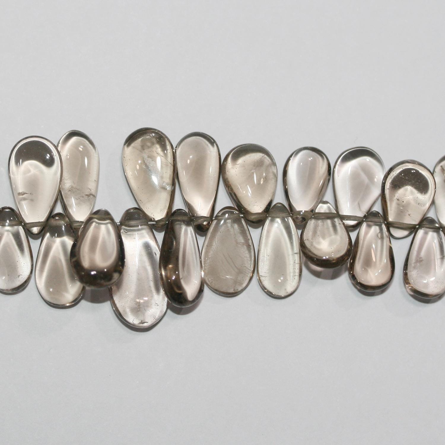 Perles en quartz fumé St de 8 pouces, graduées, lisses, 7x5-13x7 mm. Environ - Fil de 20 cm.