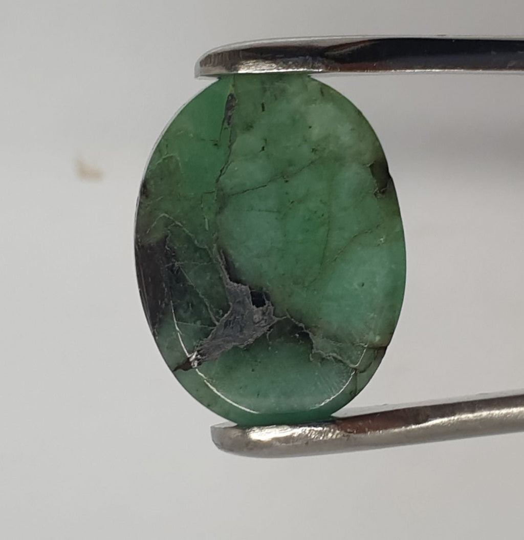 Rare Emerald Slice Flat Oval  Natural Cabochon  18x13.6x3.8mm.(9.5ct.).Natural From Brazil Mined