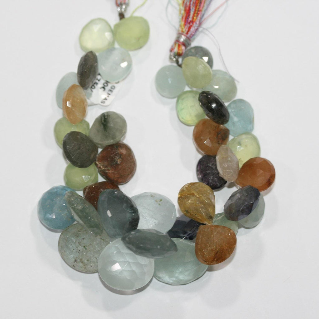 Perles en forme de goutte à facettes dégradées, 8 pouces, multi-pierres, 13-20 mm environ. Longueur du fil : 20 cm. Réf. 12447