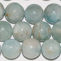 Cuentas redondas de aguamarina de 16" (14-15 mm) - Hilo de 40 cm
