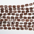 Cuentas rectangulares facetadas de piedra lunar marrón de 7" 9x6 mm - Hilo de 17 cm.