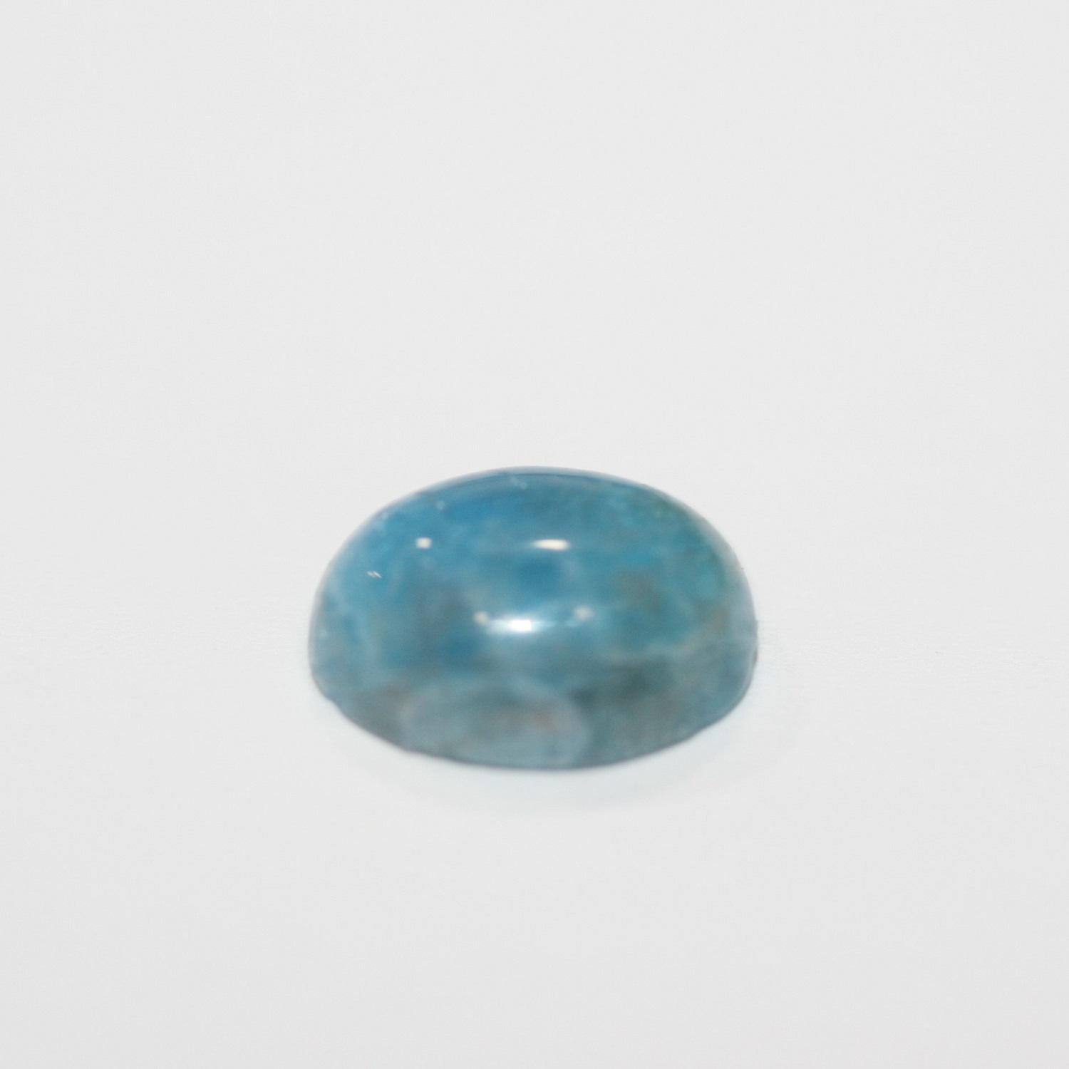 Lote de 6 cabujones ovalados lisos de apatita azul de 12 x 10 mm. (6 piezas).