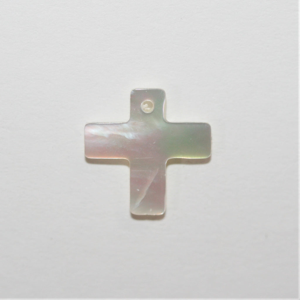 Pendentif croix lisse en nacre 11 mm - 4 pièces
