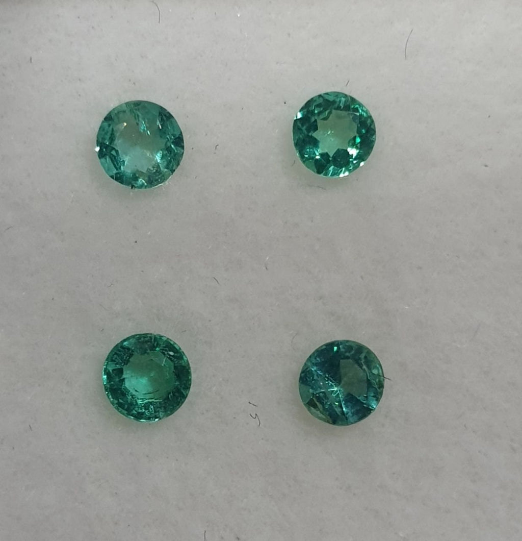 Lote de 4 esmeraldas facetadas redondas de 2,8 mm - Piedra preciosa natural sin tratar