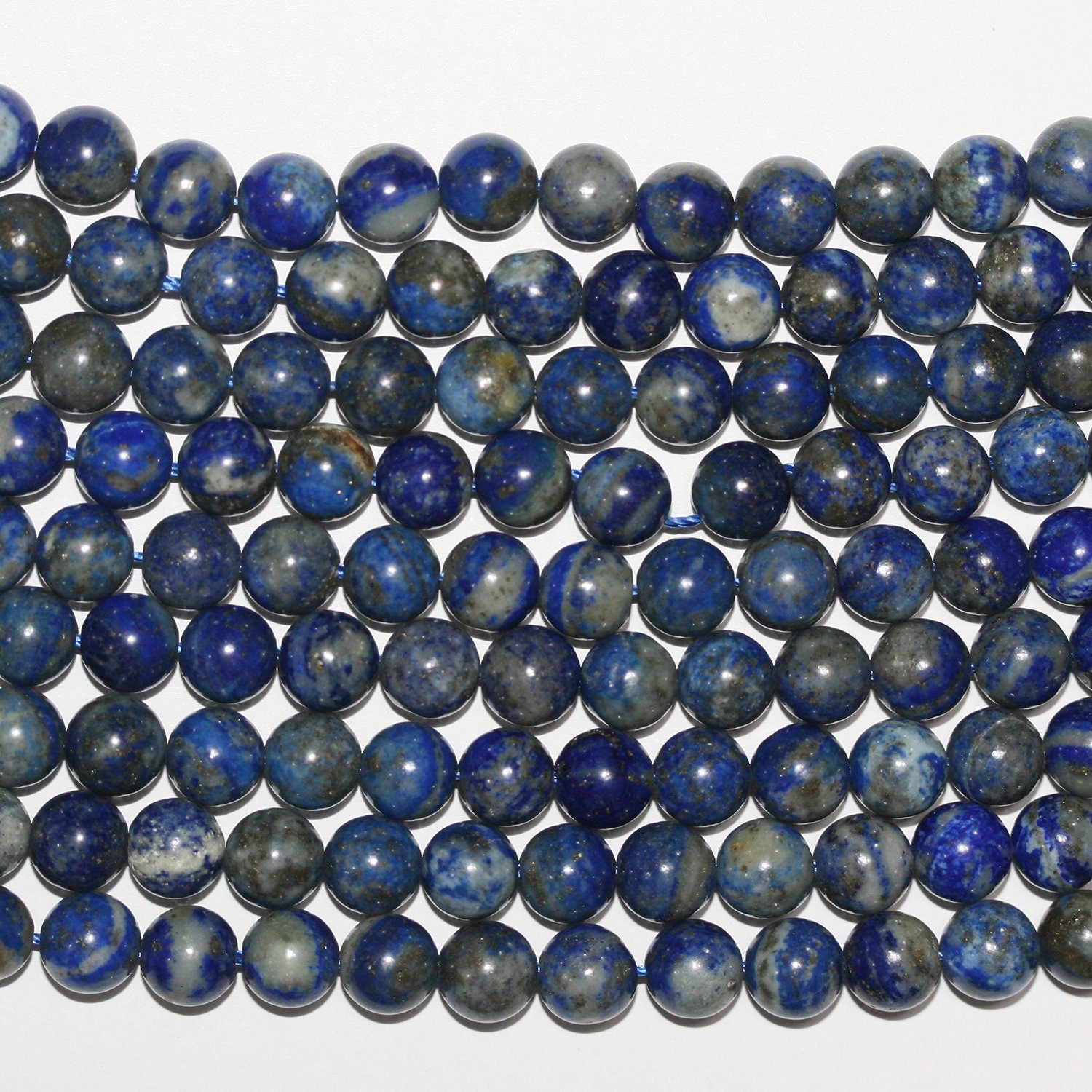 14" St Lapis Lazuli Smooth Round Beads 8-8.5mm.-Strand 38cm.