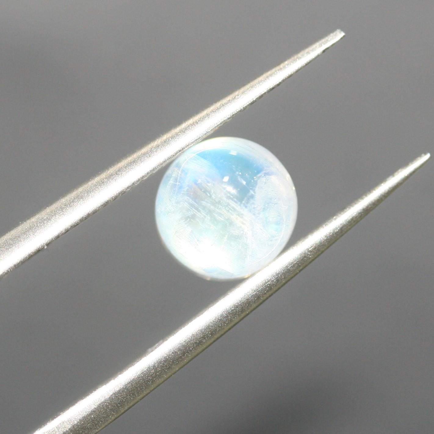 Pierre de lune bleue feu AAA, cabochon rond de 11 mm (4 pièces).