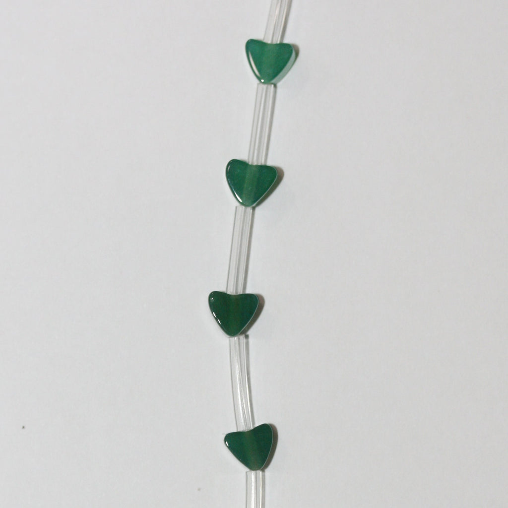 Perles plates lisses en agate verte St en forme de cœur, 4-5 mm, 15 pouces (38 cm). Longueur du fil : 39 cm.