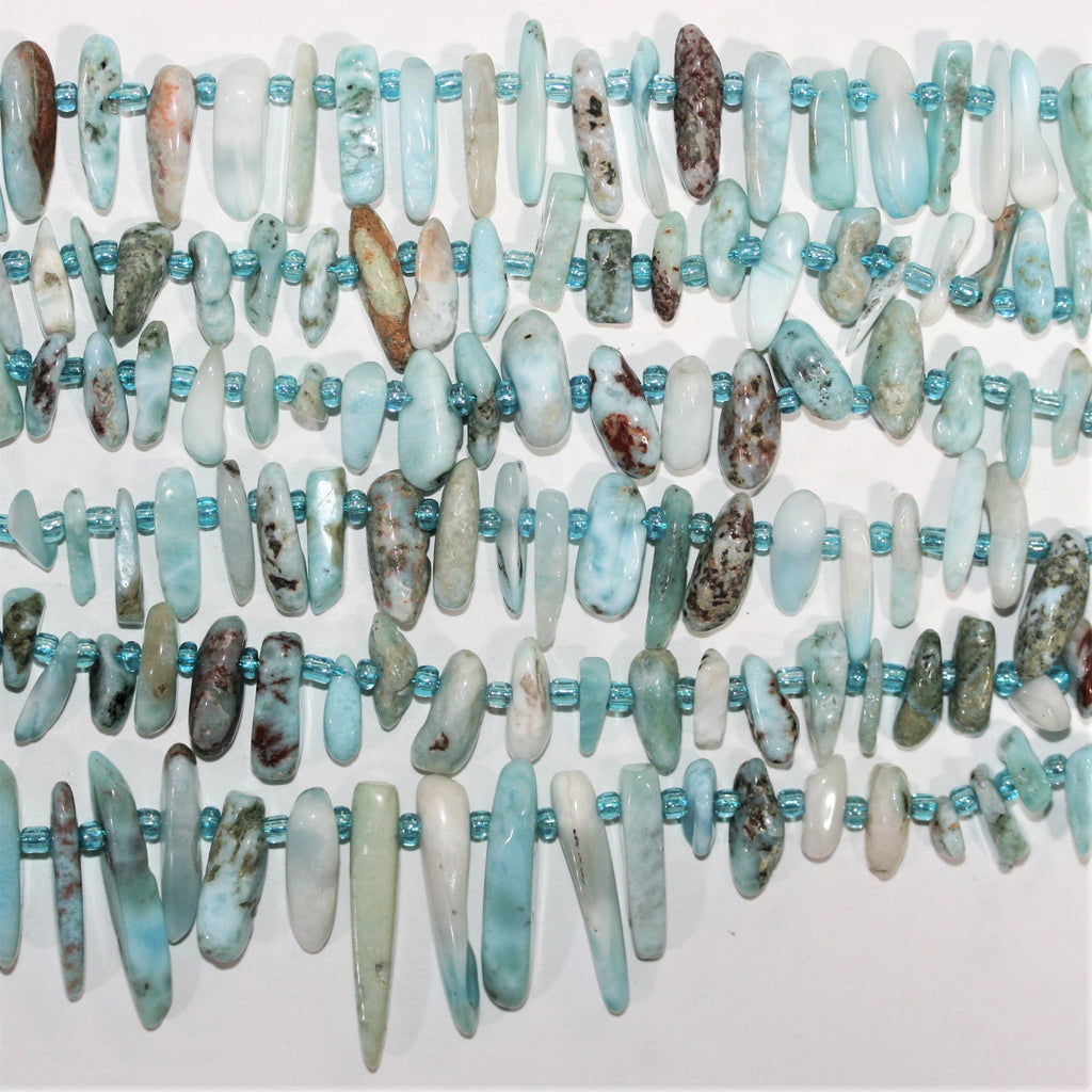 Cuentas irregulares de St Larimar, lisas y en forma de palito, de 16", de 9 a 29 mm aproximadamente, tira de 40 cm.