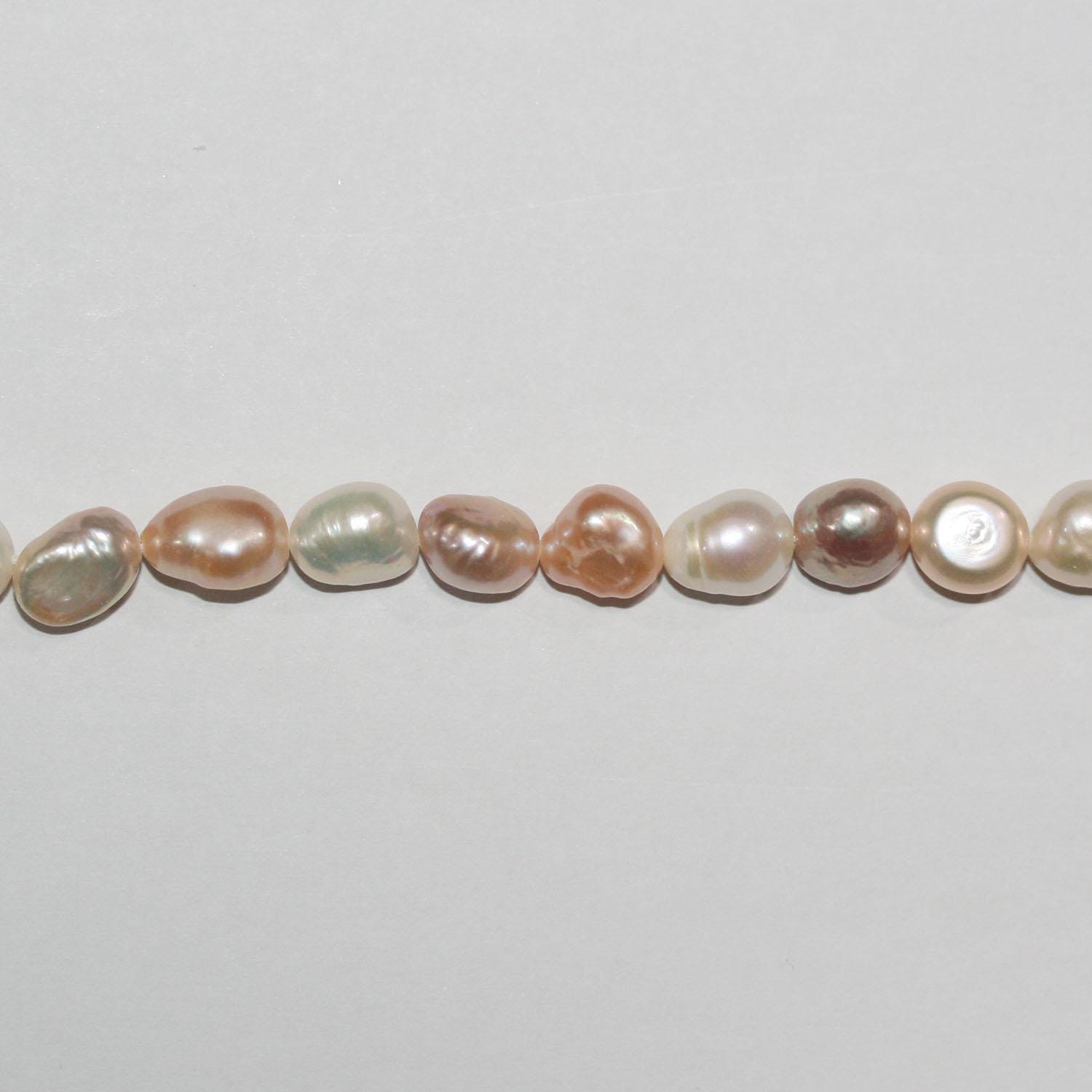 Perla Barroca Multicolor de Agua Dulce de 14" (7-8 mm) - Hilo de 36 cm - Perlas Naturales - Precios al por mayor