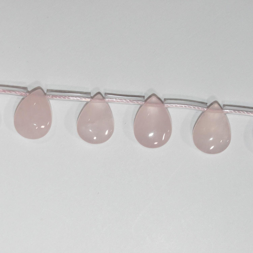 Perles en quartz rose lisse en forme de goutte de 15 pouces, 14 x 10 mm. - Brin de 39 cm.