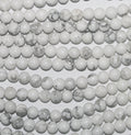Perles rondes lisses en howlite blanche, 6 mm, 15 pouces (38 cm) de long, 39 cm de longueur.
