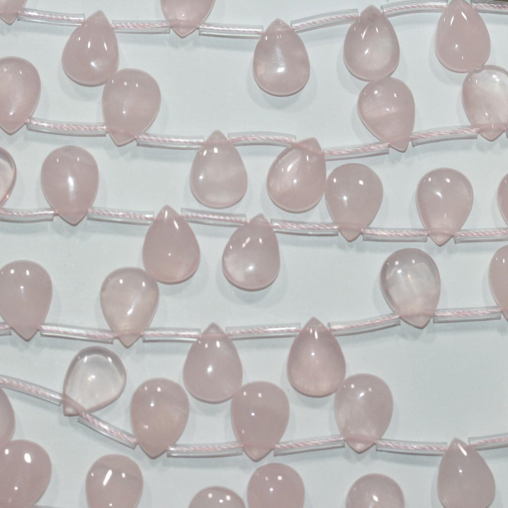 Perles en quartz rose lisse en forme de goutte de 15 pouces, 14 x 10 mm. - Brin de 39 cm.