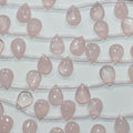 Perles en quartz rose lisse en forme de goutte de 15 pouces, 14 x 10 mm. - Brin de 39 cm.