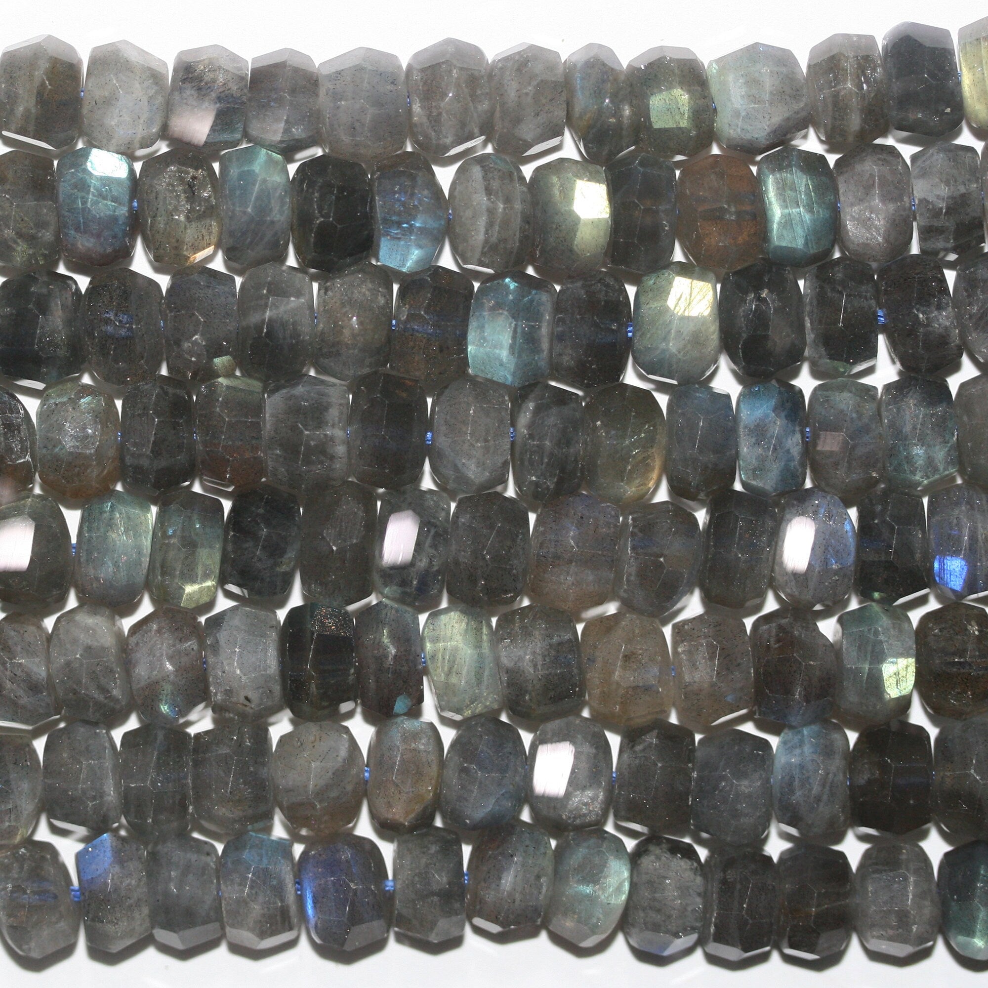 Cuentas redondas facetadas de labradorita azul fuego de 40 cm, 9 x 6 mm, hilo de 40 cm, gemas sin tratar