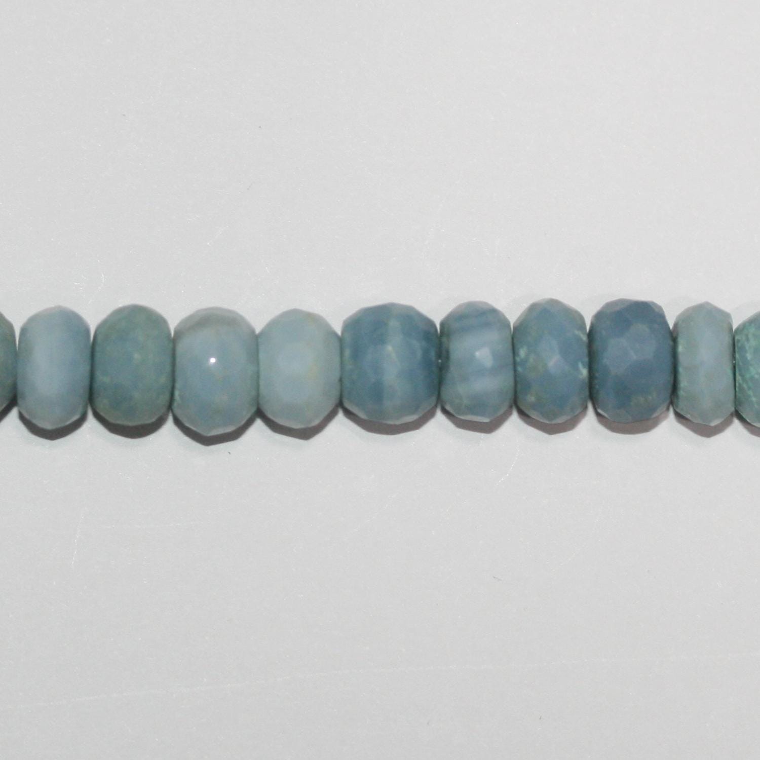 13" St Blue Opal Faceted Rondelle Beads 8x4mm.Approx.-Strand 33cm.