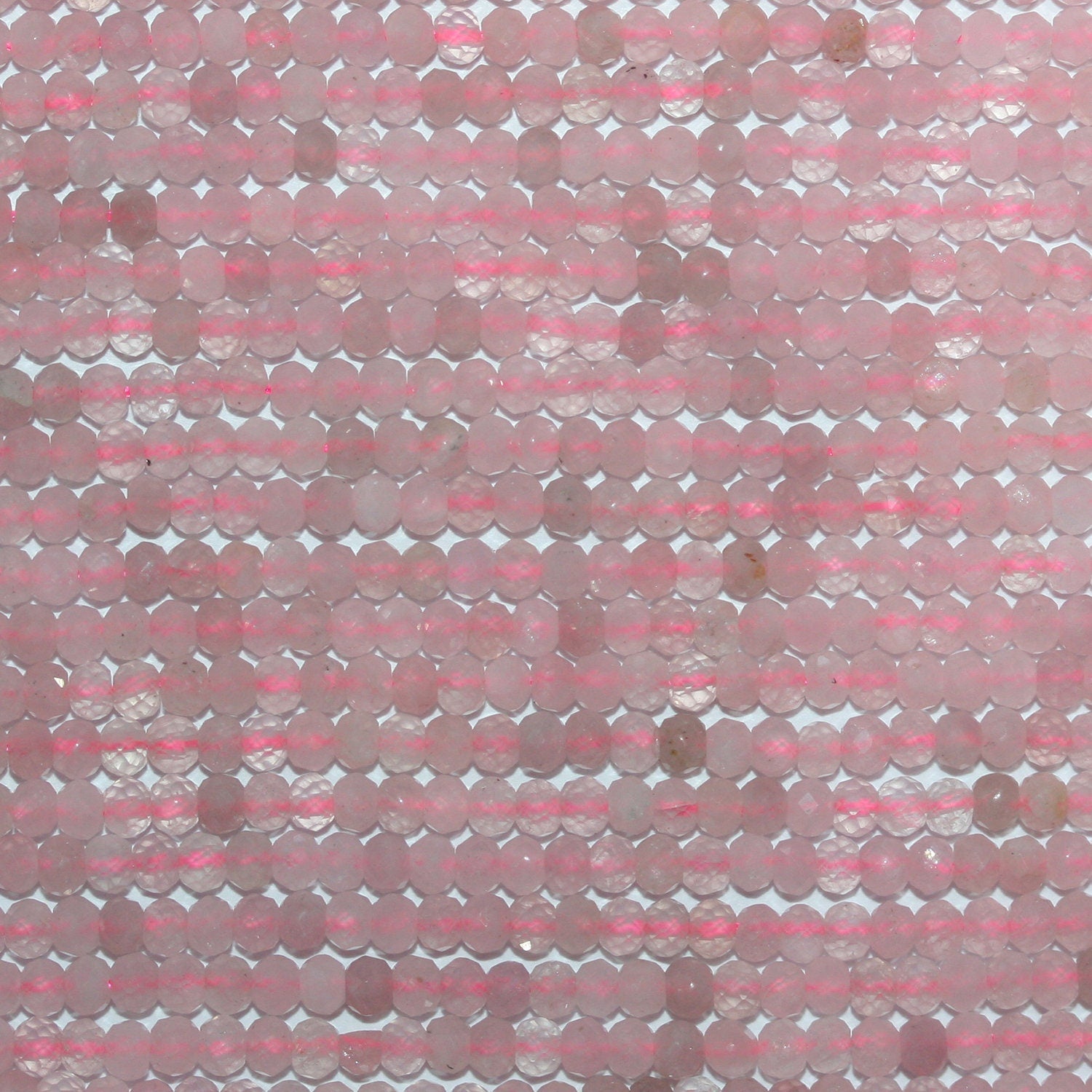 Perles rondelles à facettes en quartz rose St de 15 pouces, 3 x 2 mm. Fil de 39 cm.