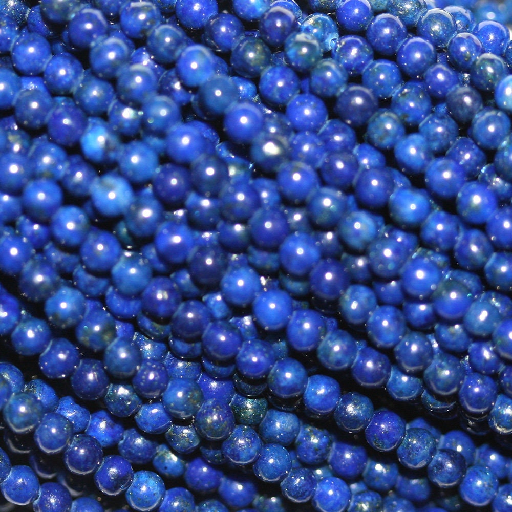 Perles rondes lisses en lapis-lazuli naturel non teint, 2,5 mm, 39 cm (15 pouces)