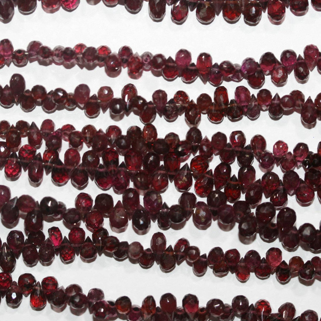 10" St Garnet Faceted Drop Beads 6x4mm. Approx.-Strand 22cm.-Item.14879