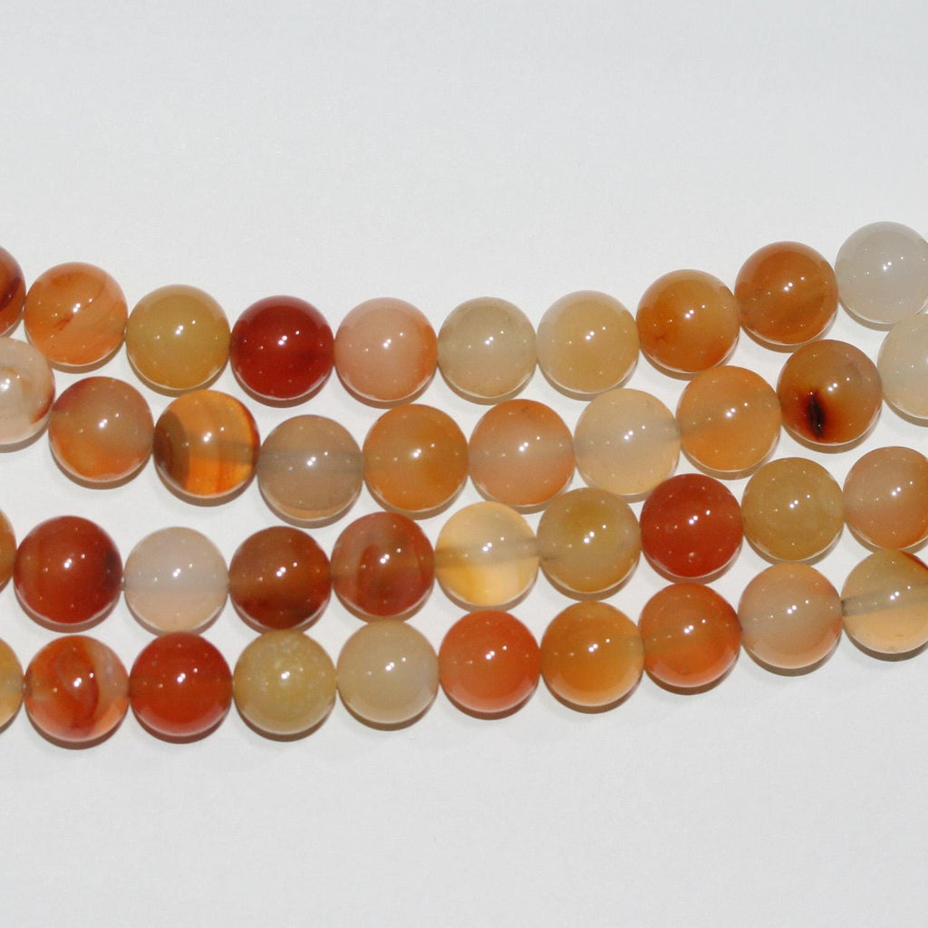 16" Cuentas Redondas Lisas de Cornalina Santa 12mm.-Hilo 40cm.