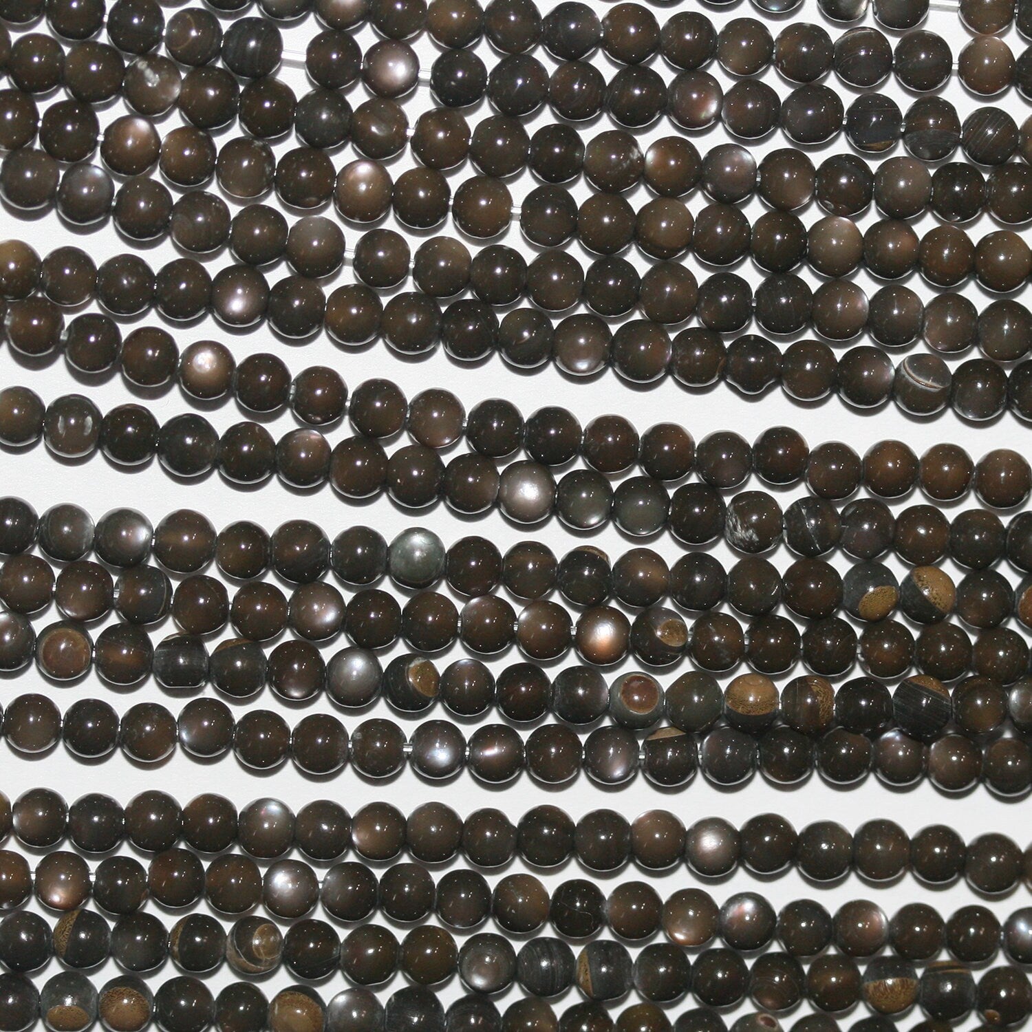 16" St MOP Cuentas Redondas Lisas 3mm.-Hilo 40cm.