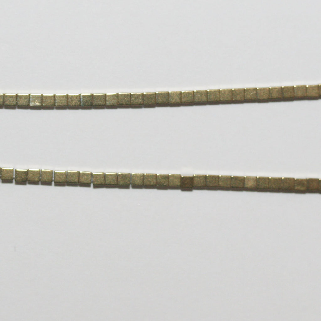 Cuentas cúbicas lisas de hematita dorada de 16" (1,5 mm) - Hilo de 40 cm