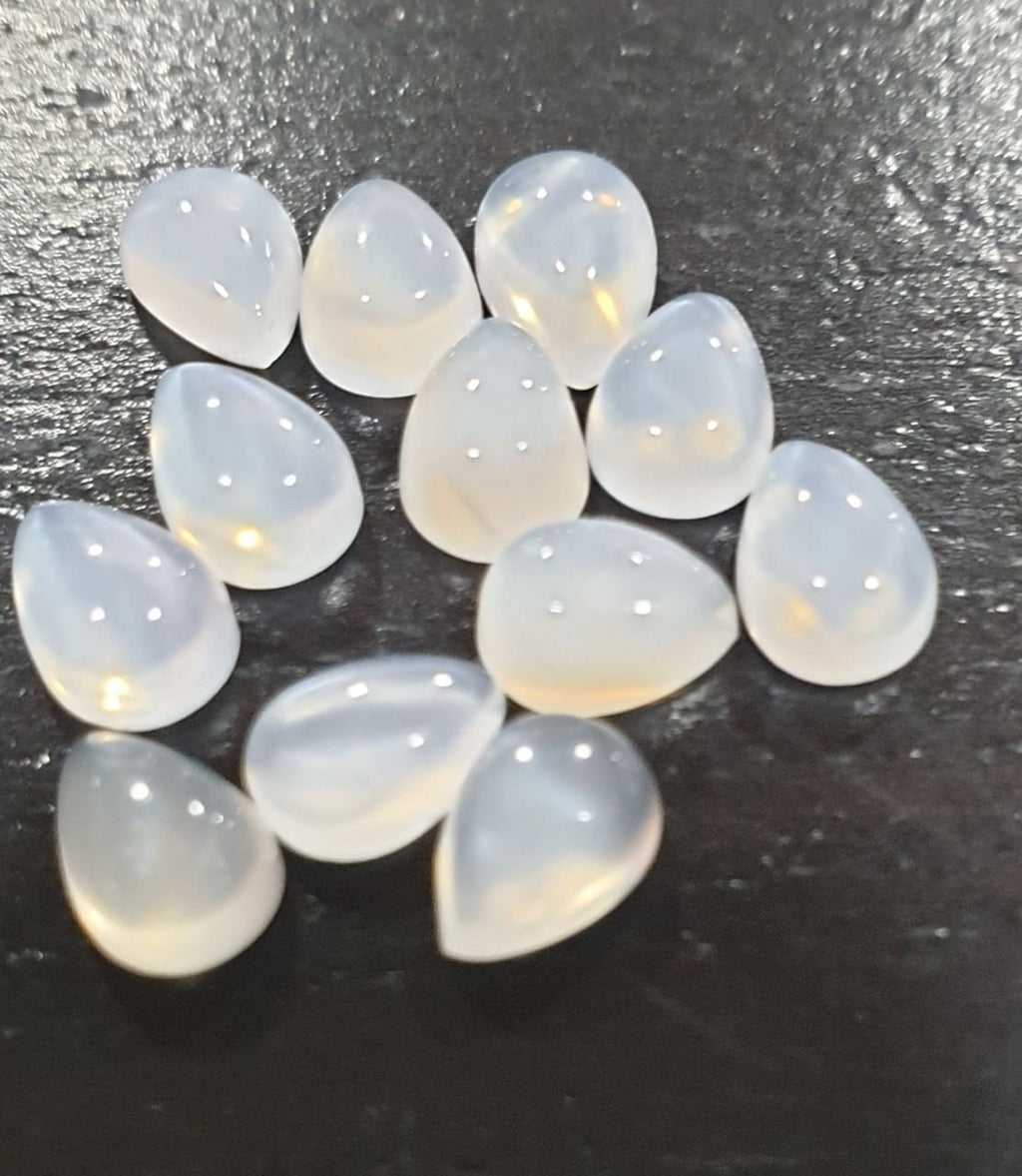 12 Pcs Lot White Moonstone Pear Cabochon 7x5mm. (12 pcs.)