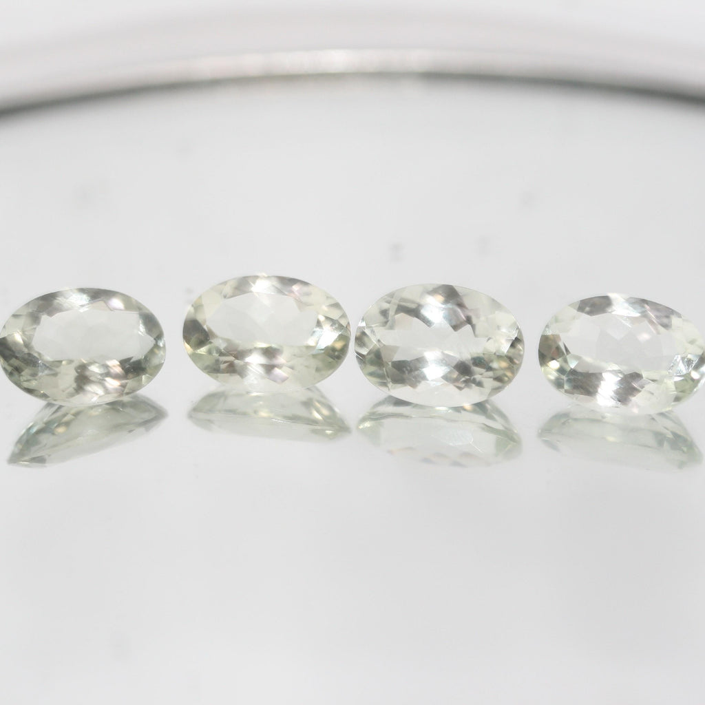 Lote de 4 piezas de prasiolita facetada ovalada de 14 x 10 mm (4 piezas) - Artículo 660LO