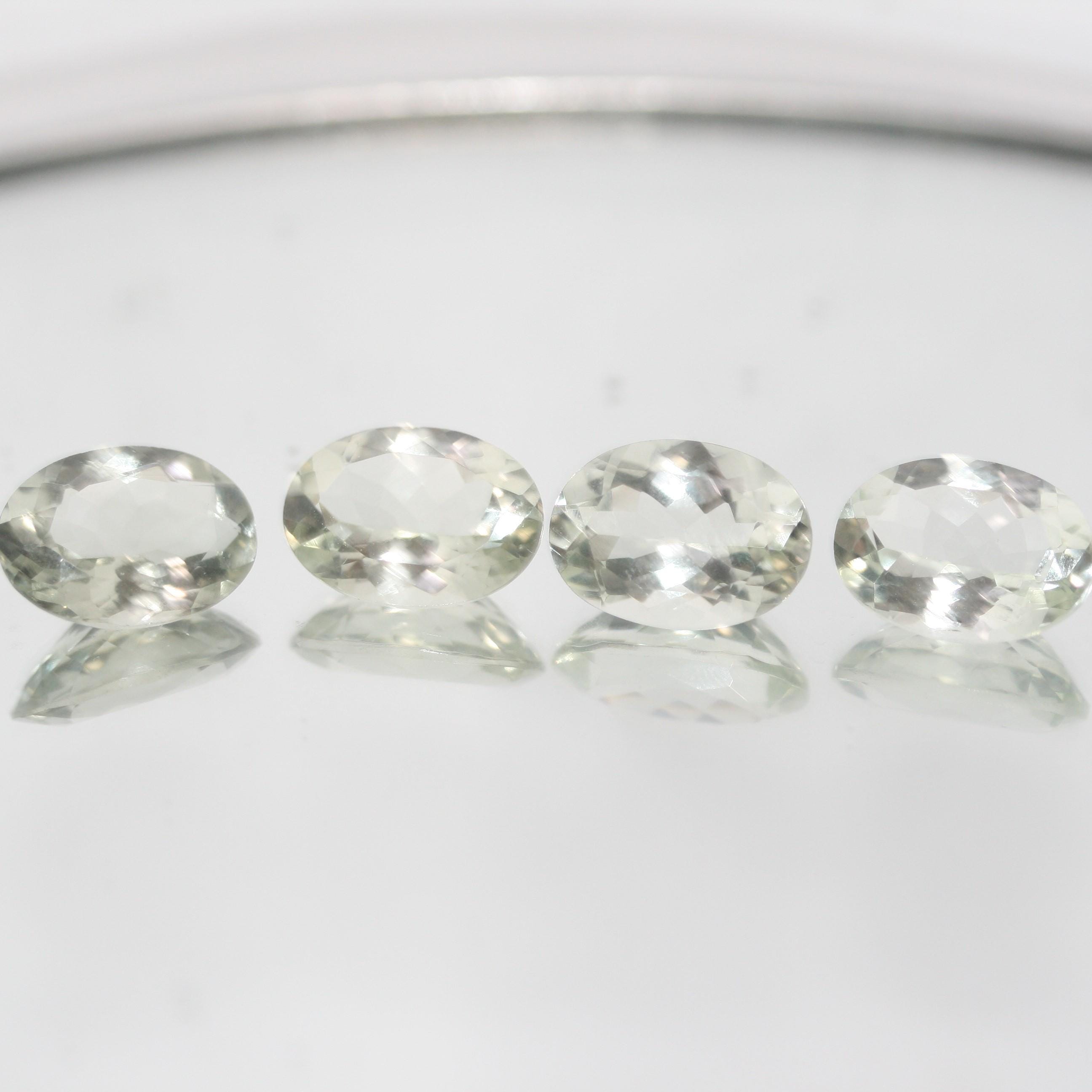 Lote de 4 piezas de prasiolita facetada ovalada de 14 x 10 mm (4 piezas) - Artículo 660LO