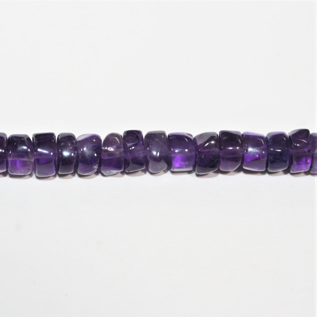 13" St Amethyst Smooth Disc Beads 6x3mm. Approx.- Strand 33cm.
