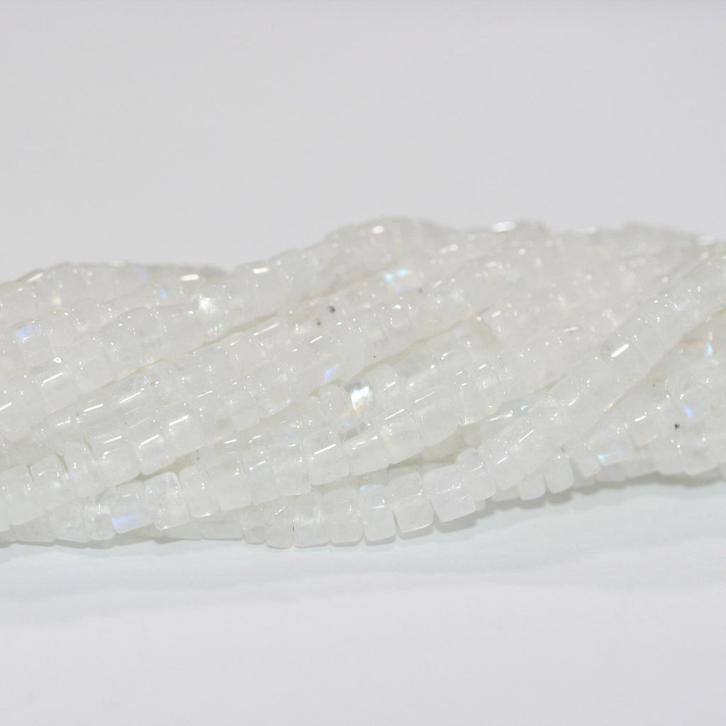 12" St Moonstone Smooth Rondelle Beads 4x2mm.-Strand 32mm.-Item11596