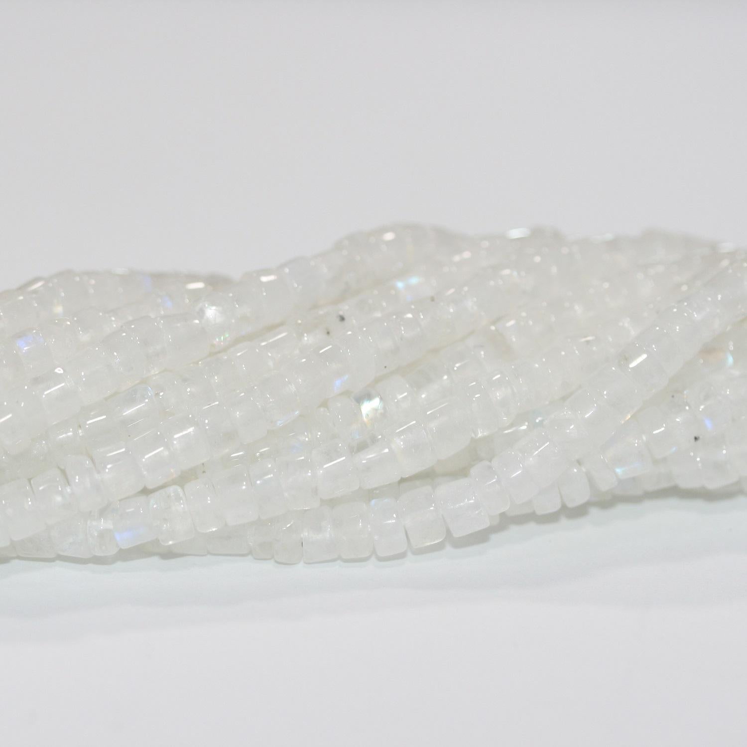 12" St Moonstone Smooth Rondelle Beads 4x2mm.-Strand 32mm.-Item11596