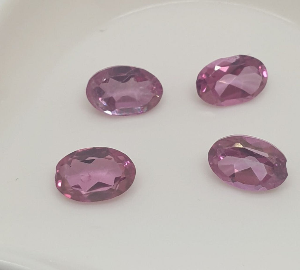 Lote de 4 topacios rosas facetados ovalados de 6 x 4 mm - Gemas al por mayor