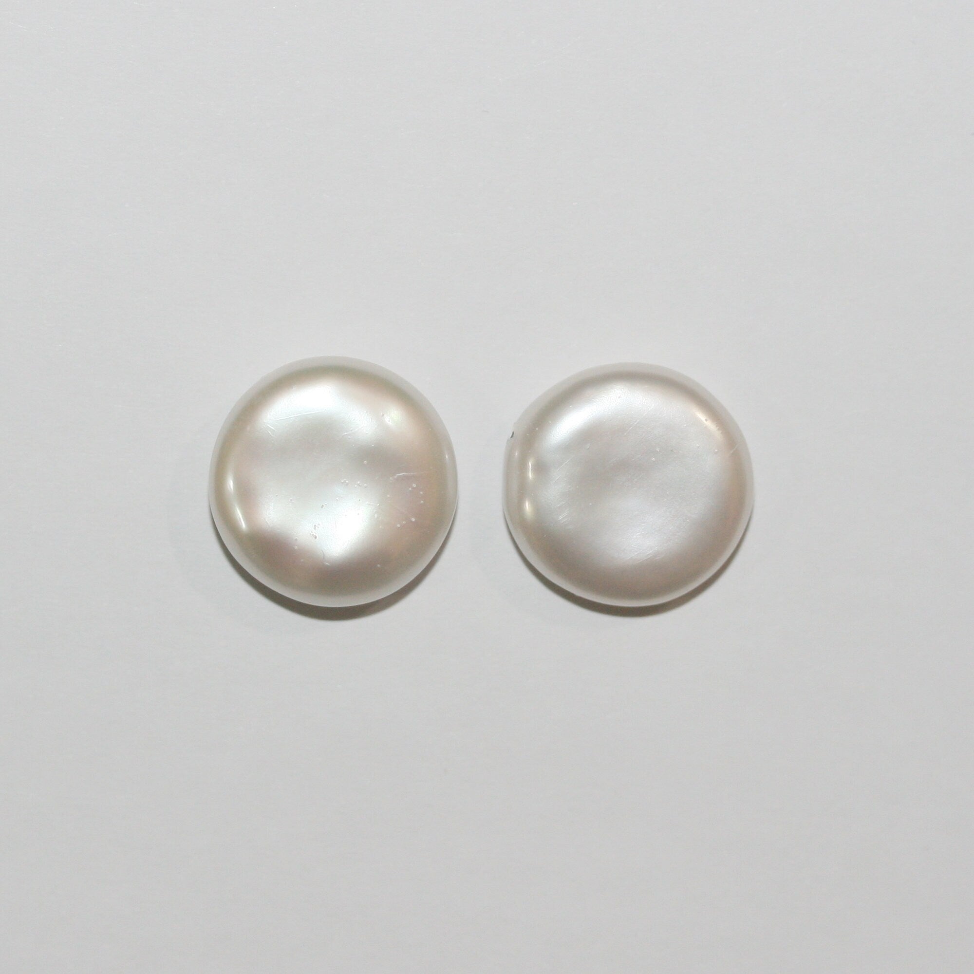 1 Pair Half Drilled Fresh Water Pearl 13mm  Coin Shape  Top Luster Natural Pearl- Price is Per 1 Pair- Pearl Earring-
