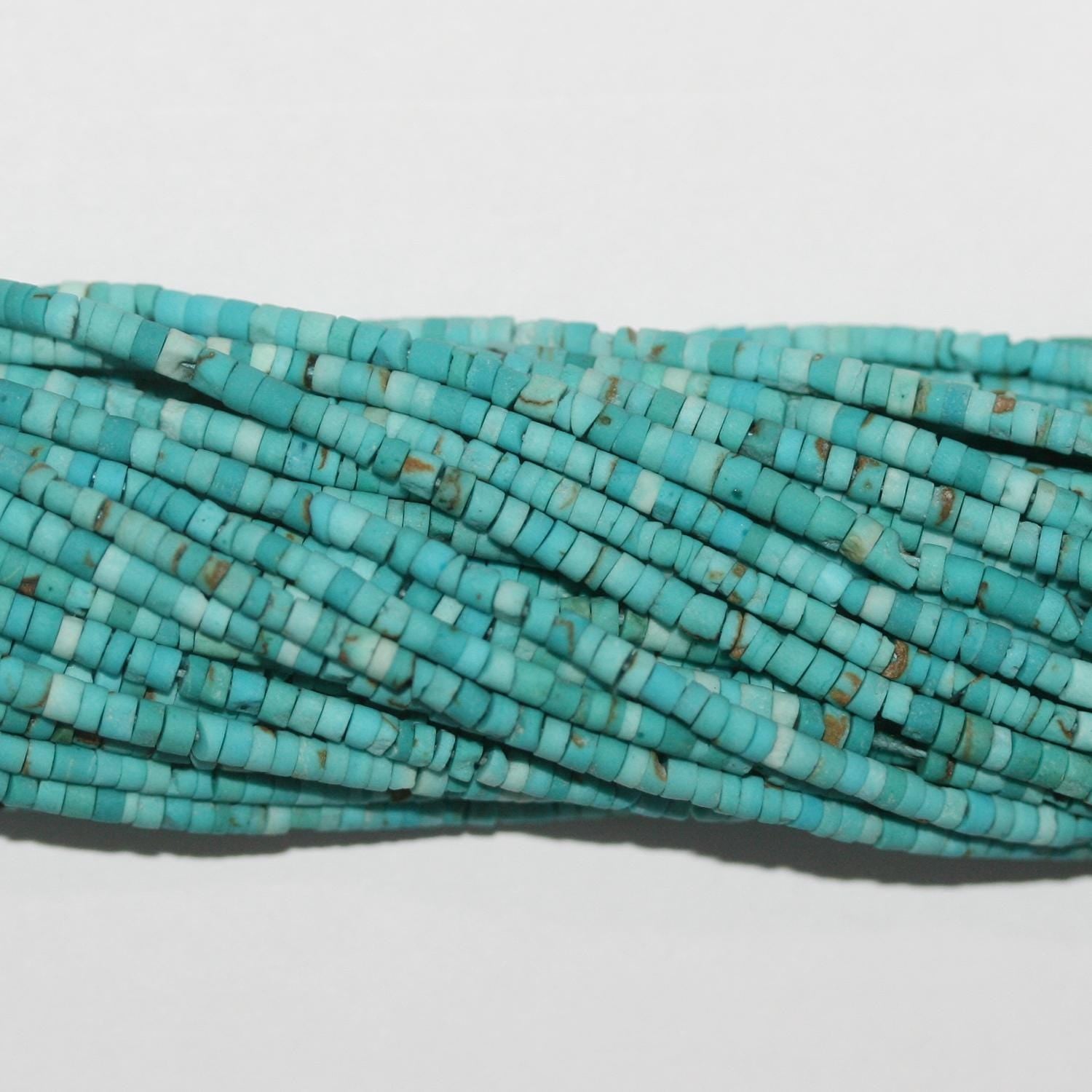 Perles tubulaires lisses en turquoise St 15" 2x1mm.-Rig 39cm.