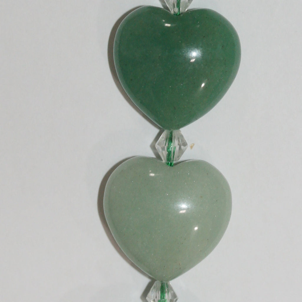 Perles en aventurine lisse en forme de cœur, 15 pouces (20 mm) - Fil de 39 cm