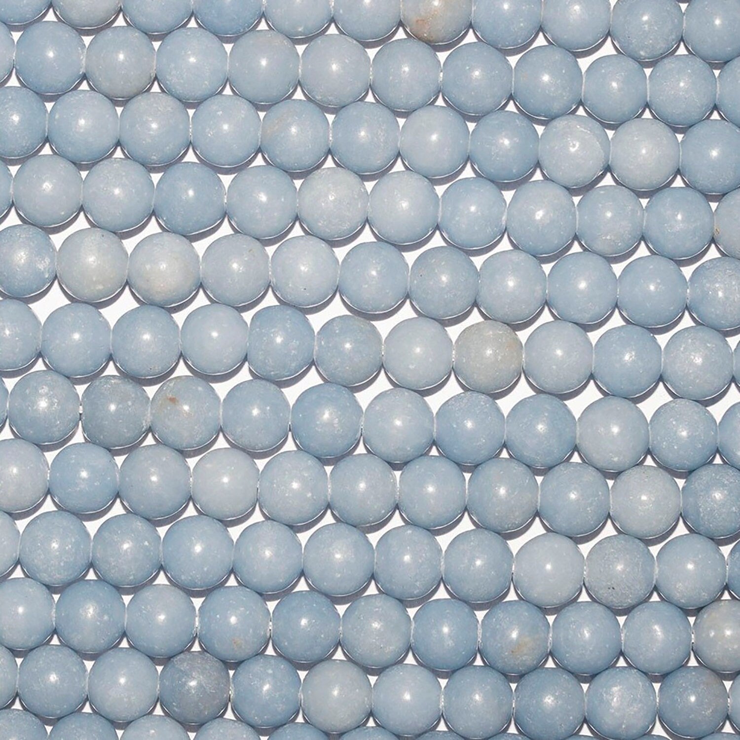 Cuentas redondas lisas de Santa Angelita de 40 cm y 8 mm. Tira de 40 cm.