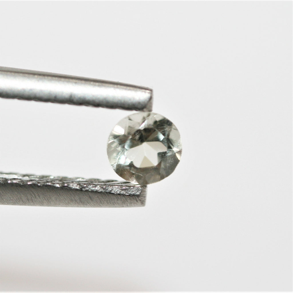 Lot de 20 pierres rondes à facettes de prasiolite de 4 mm.