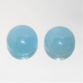 Pair of Aquamarine Smooth Round Cabochon 15mm. (2 pieces).