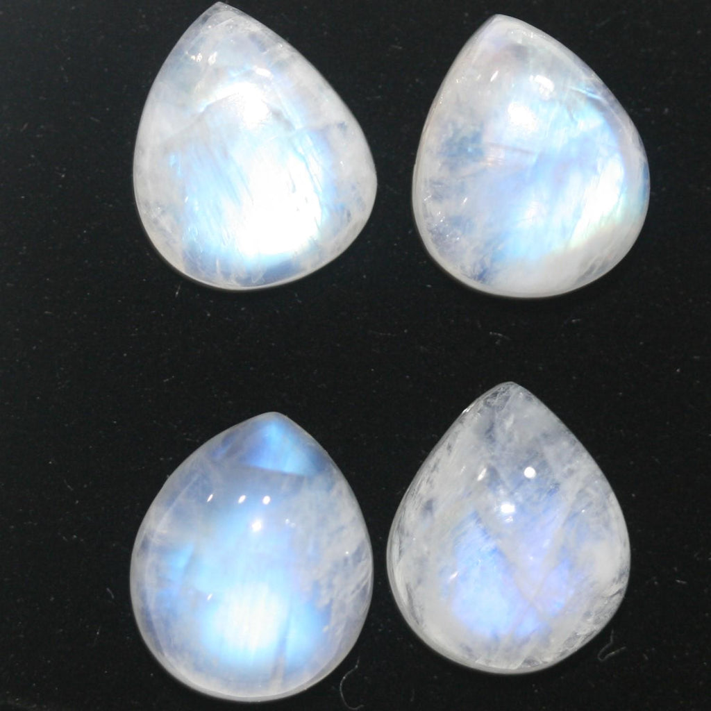 AAA Blue Fire Moonstone  Drop Smooth Cabochon 12x10mm (4pcs).