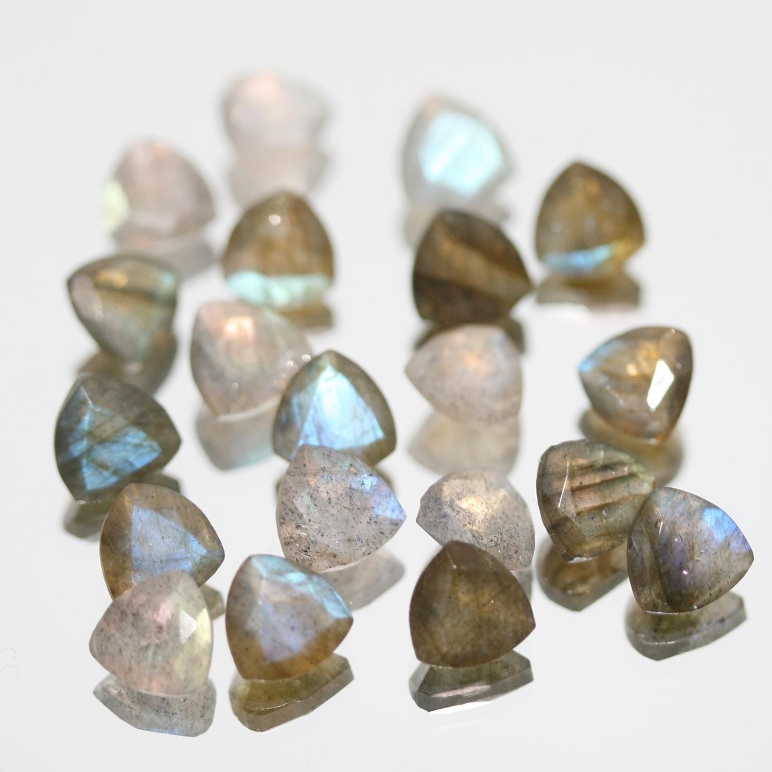 Lote de 20 piezas de labradorita facetada trillón de 6 mm. (20 uds.).
