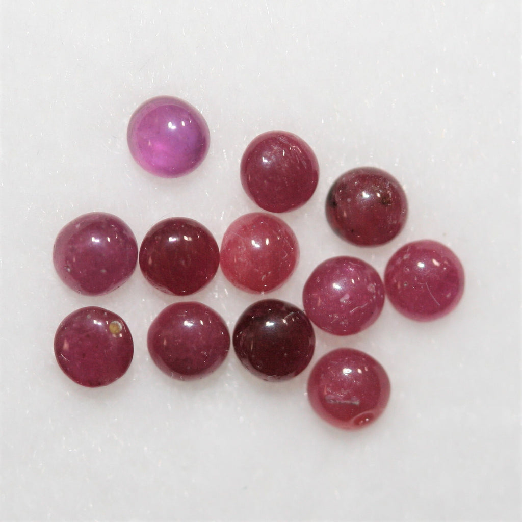 Ruby Smooth Round Cabochons Lot 3mm.- 12 Pieces