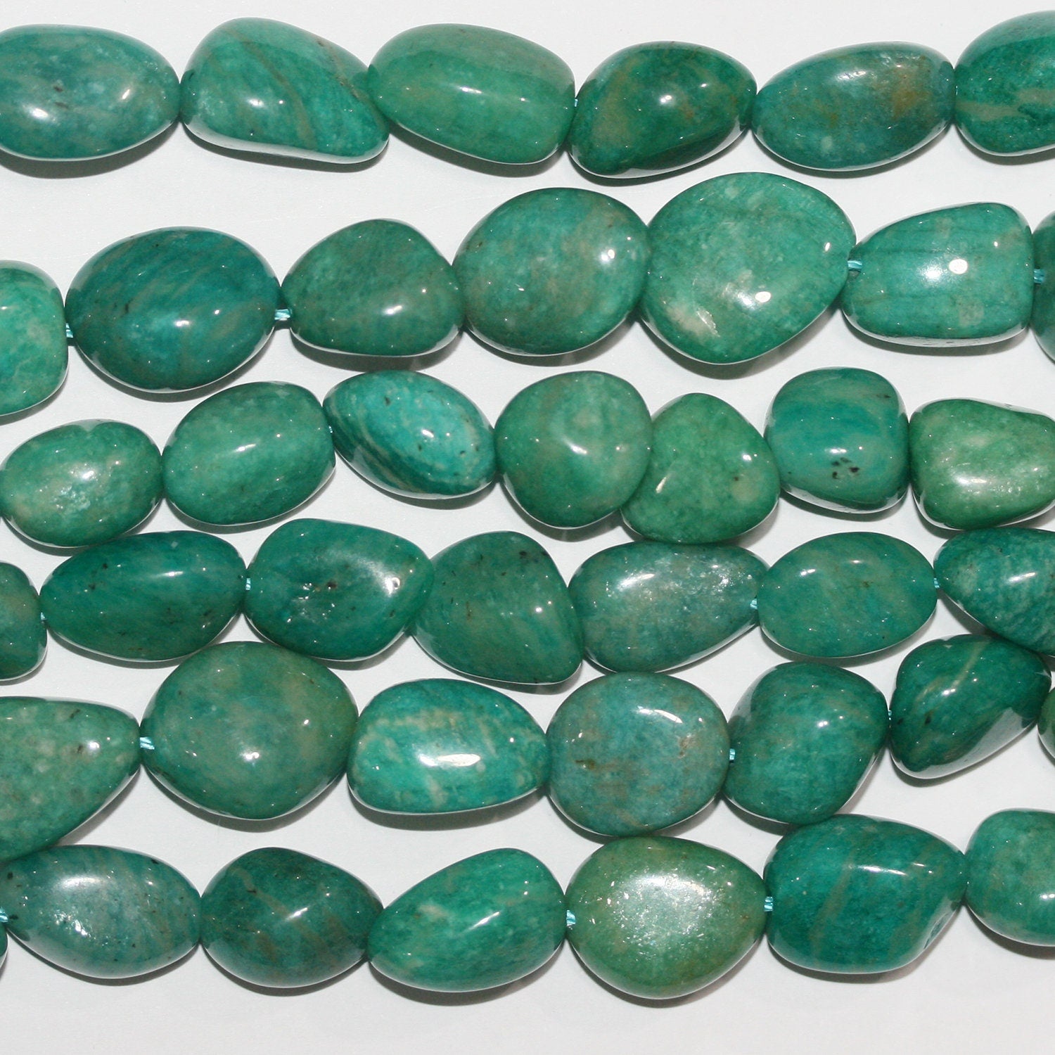 Perles de pépites lisses en amazonite russe St 15" 16x12mm.Environ - Brin 39cm.