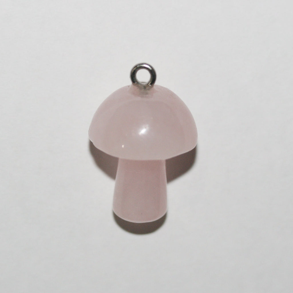 Colgante de hongo liso de cuarzo rosa 20x16mm.